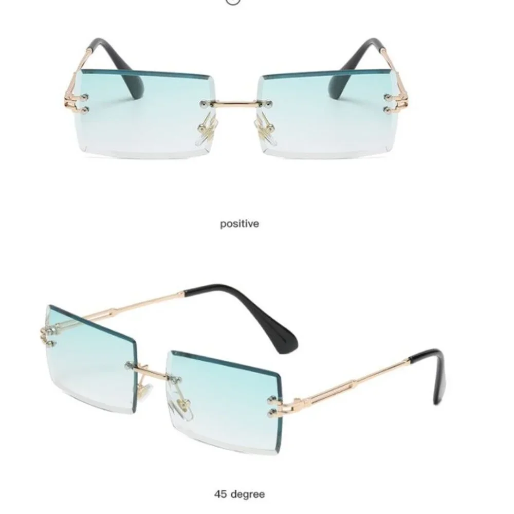 Men Women Sunglasses Green Lens Rectangular  Gang Style Quevo Migos Lentes Gafas